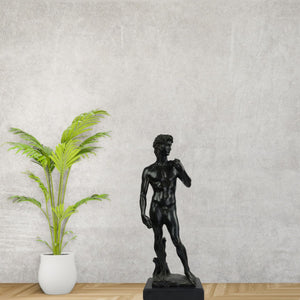 David modern bronze statue black finish side view showing full figure and marble base profile