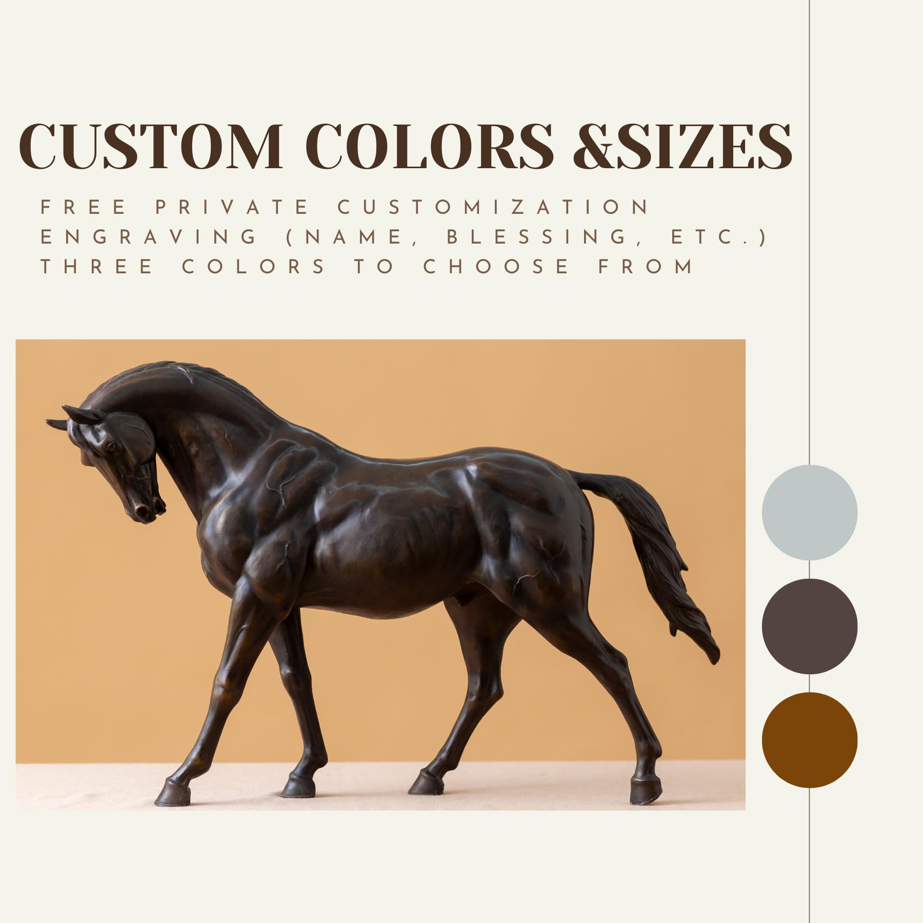 European Andalusian horse bronze sculpture custom colors and sizes selection showing black finish option