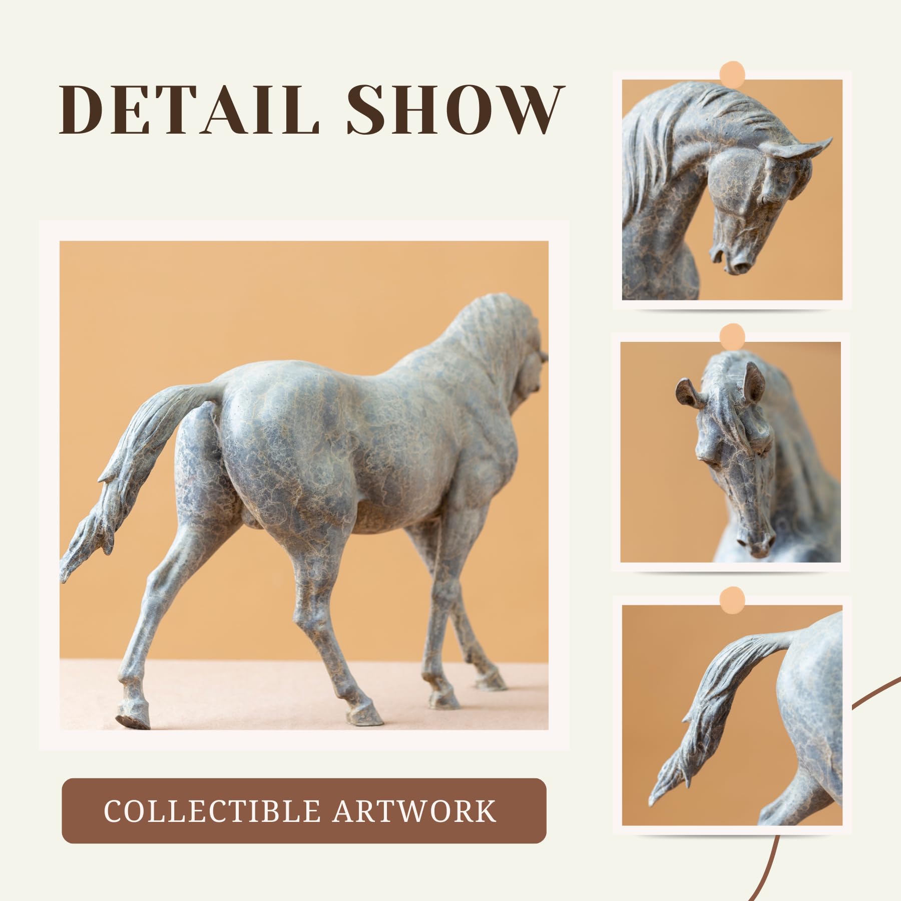 European Andalusian horse bronze sculpture custom colors and sizes selection showing white finish option