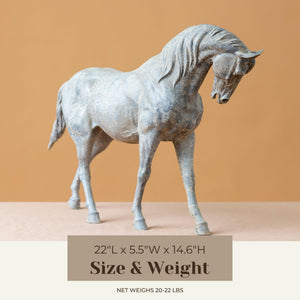 European Andalusian horse bronze sculpture white finish size and weight reference chart