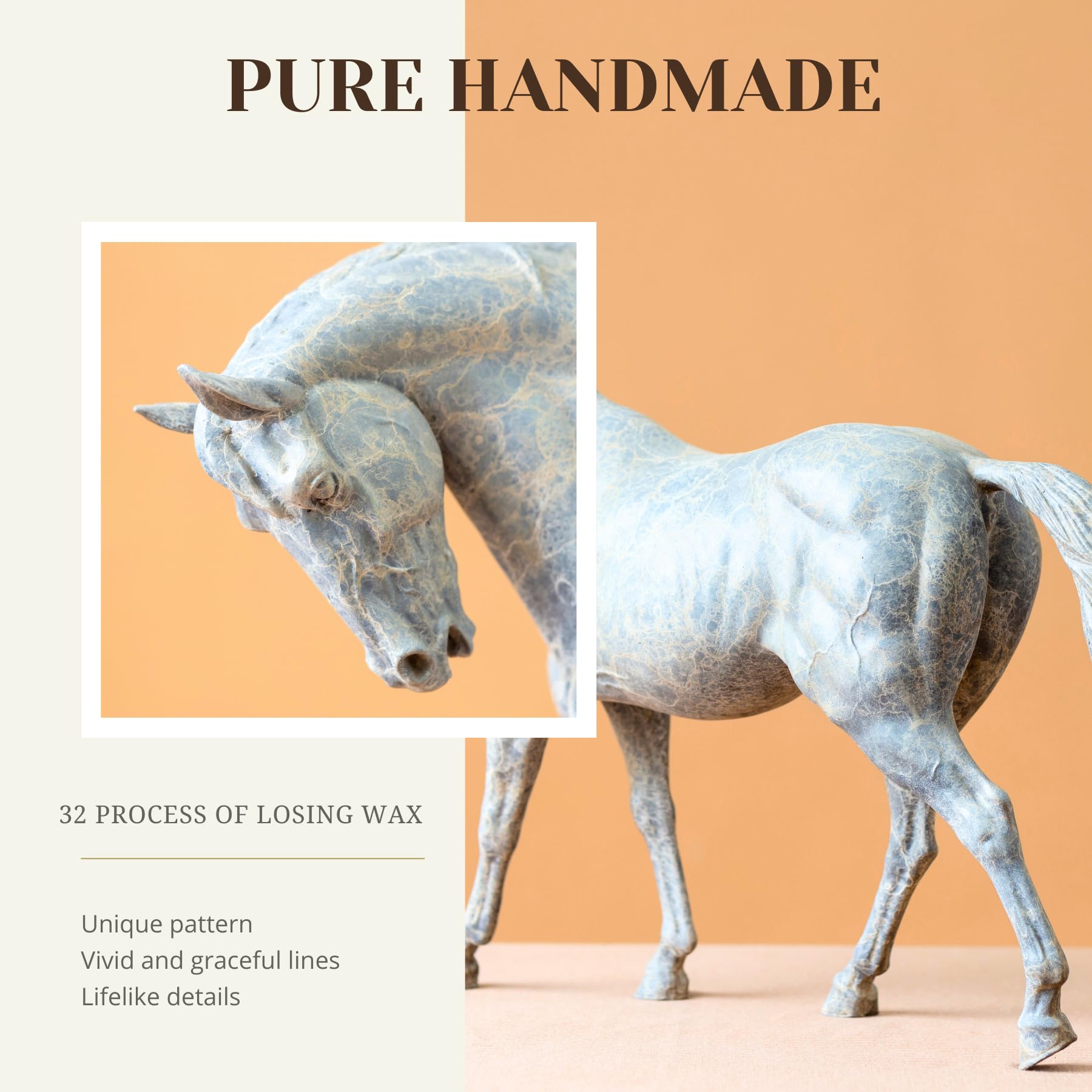 European Andalusian horse bronze sculpture 