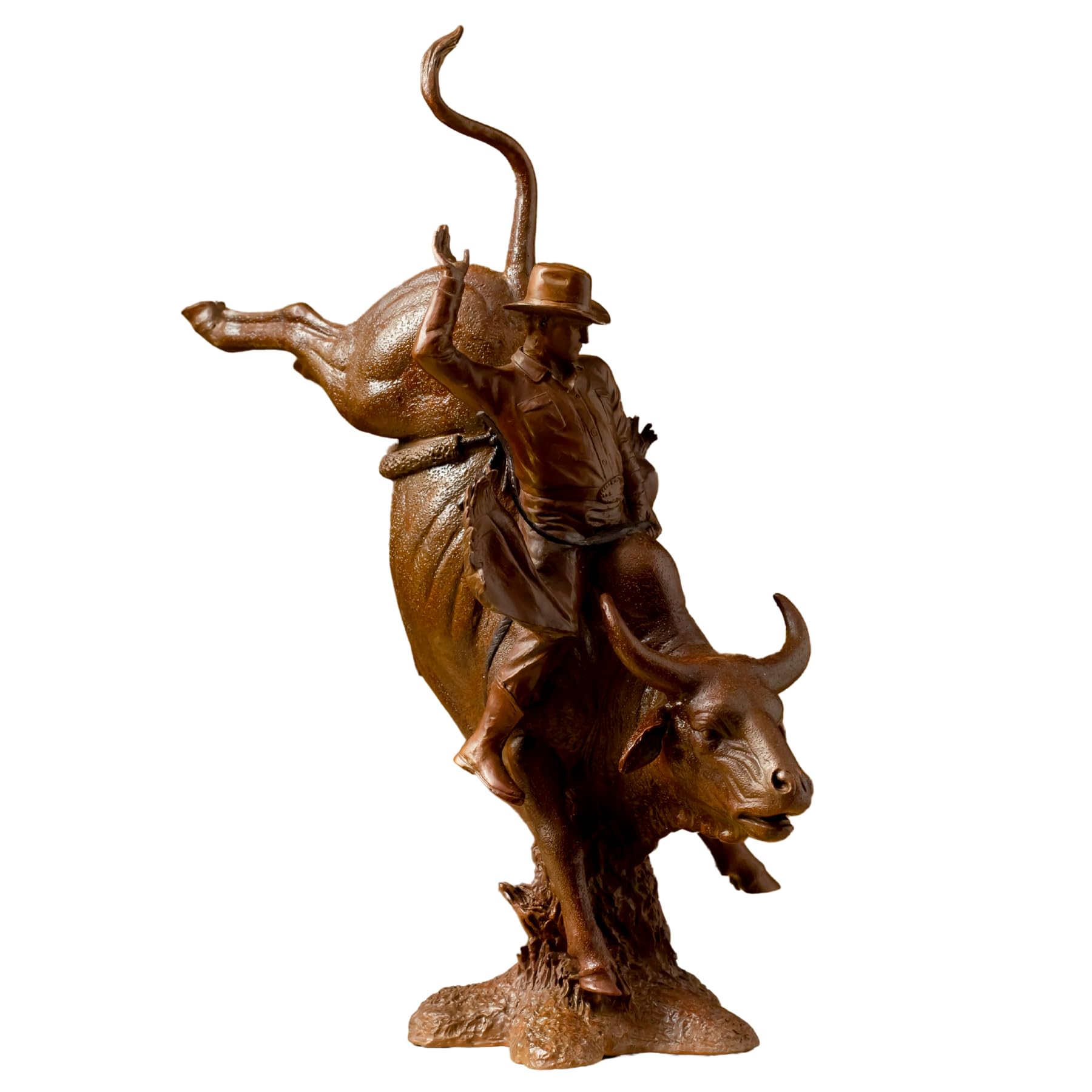 Dynamic low angle of premium western bronze statue for executive office decoration