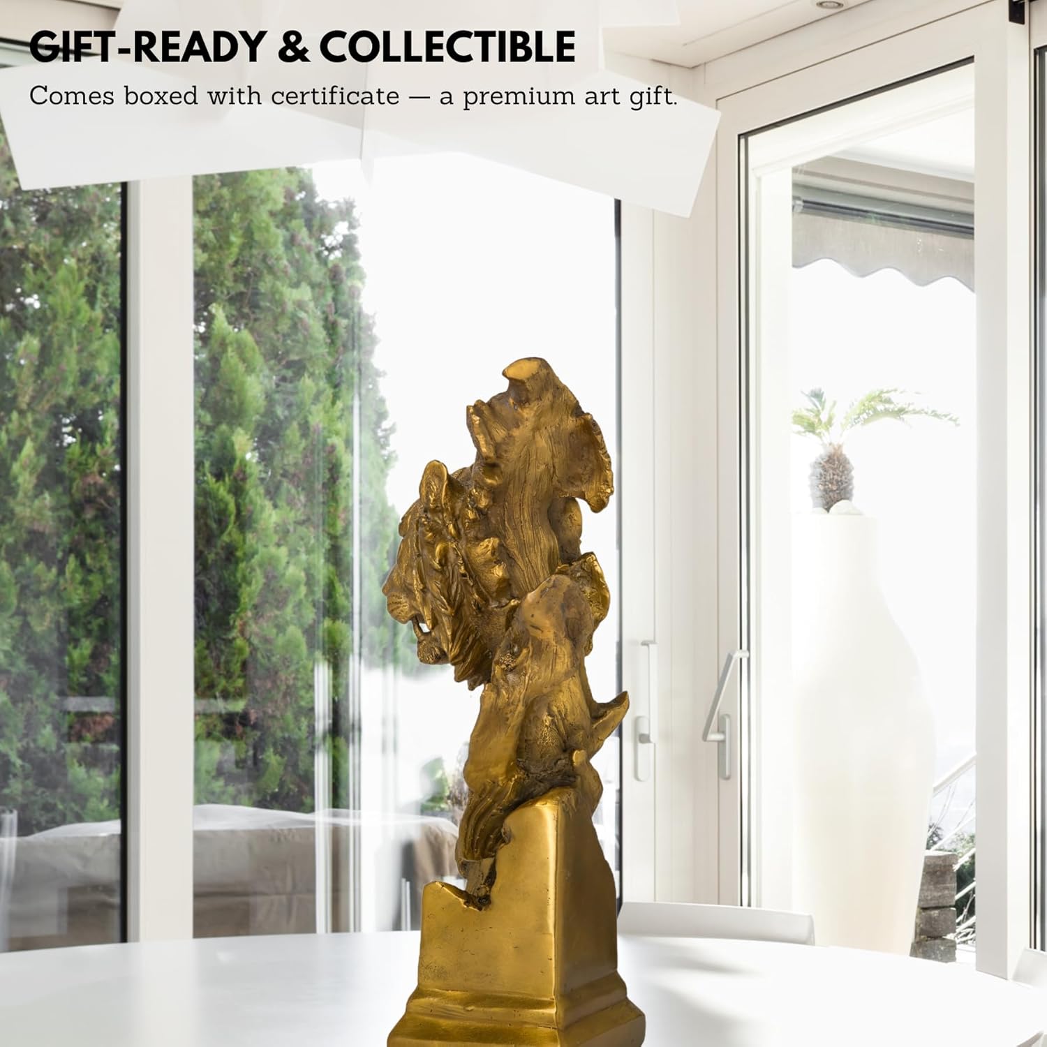 Gift-ready collectible golden tiger head bronze figurine for art lovers and home styling