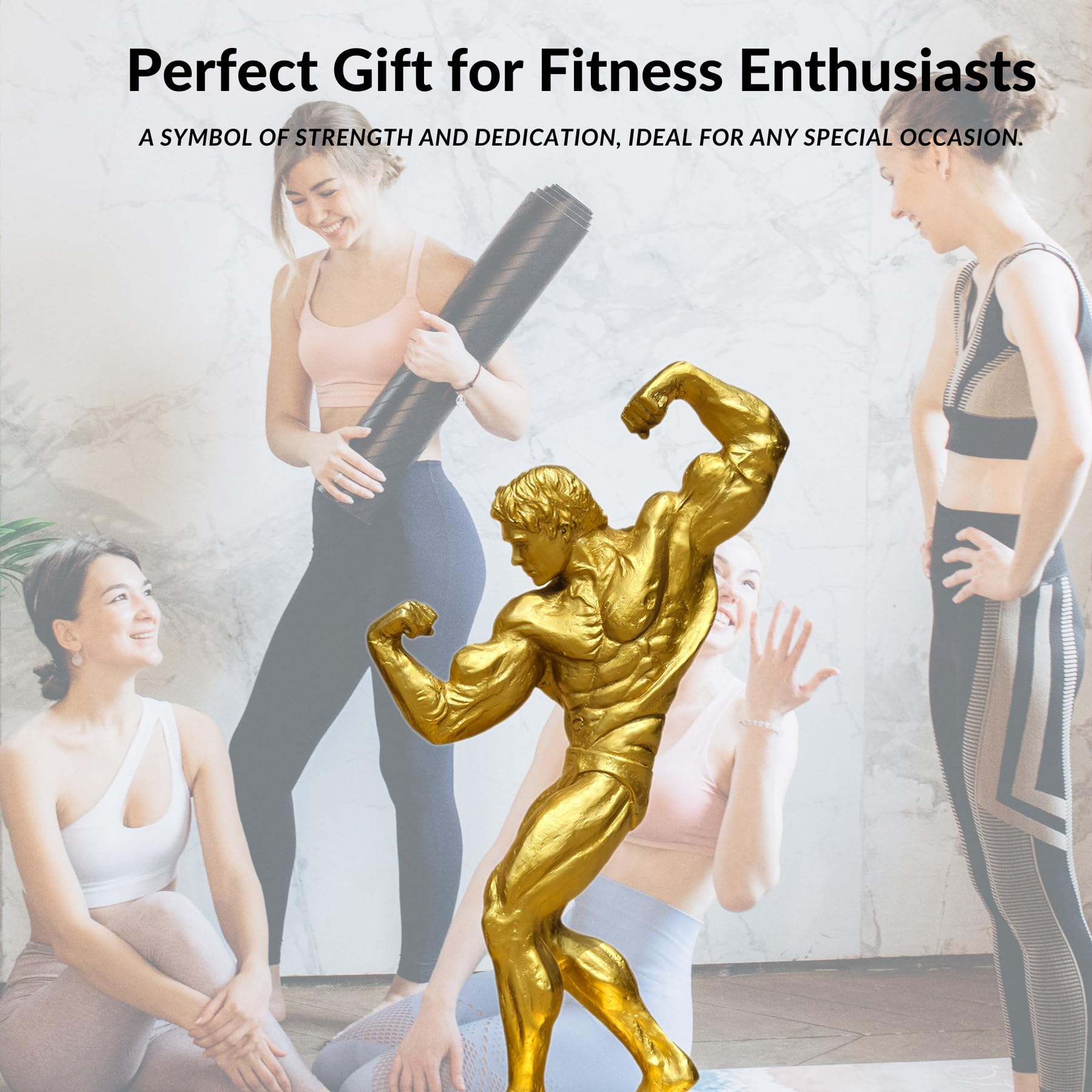 Large gilded gold bodybuilder bronze statue as ultimate luxury fitness award and executive gift