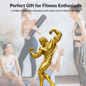 Large gilded gold bodybuilder bronze statue as ultimate luxury fitness award and executive gift