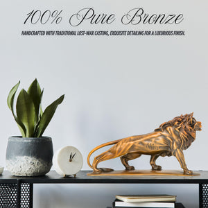 100% pure bronze Lion King sculpture showcasing premium craftsmanship in indoor display setting