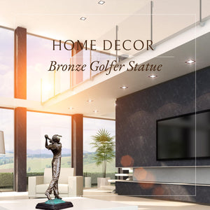 Grand bronze female golfer statue golfer magazine editorial swing display