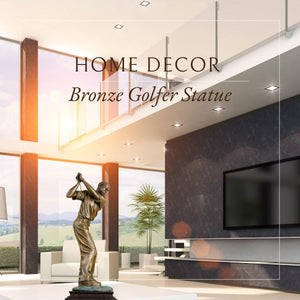 Grand bronze male golfer statue home decor luxury ocean view interior display