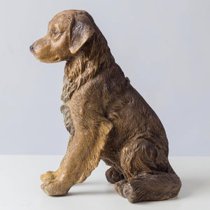Premium Solid Bronze Golden Retriever Statue - 11" Handcrafted Lost-Wax Casting - Life-like Seated Golden Retriever Sculpture - Heavyweight 12lbs Pure Bronze Art - High-End Gift for Dog Lovers - Bronze - Detail View 3