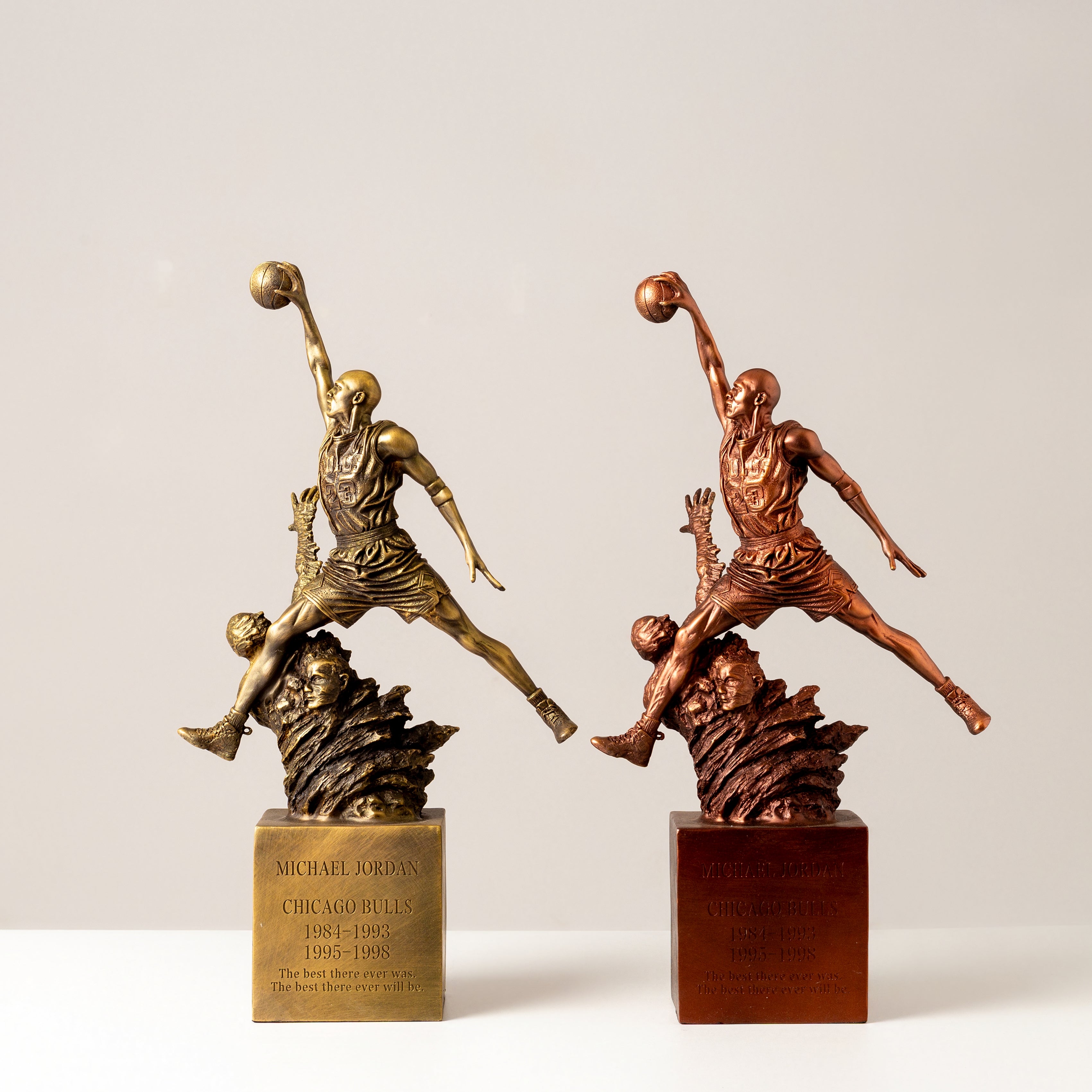 Gold and red bronze Michael Jordan #23 flying dunk statue collection