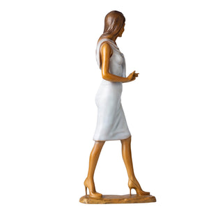 Luo Li Rong bronze violin woman statue back three quarter angle view