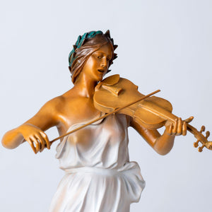 Luo Li Rong bronze violin woman statue perfect size bright interior arch display