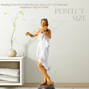 Luo Li Rong bronze elegant woman playing violin statue playing pose front view