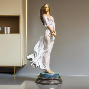 Luo Li Rong bronze elegant woman statue size chart three size variants comparison