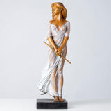 Luo Li Rong silk dancer bronze statue white dress front torso close up detail