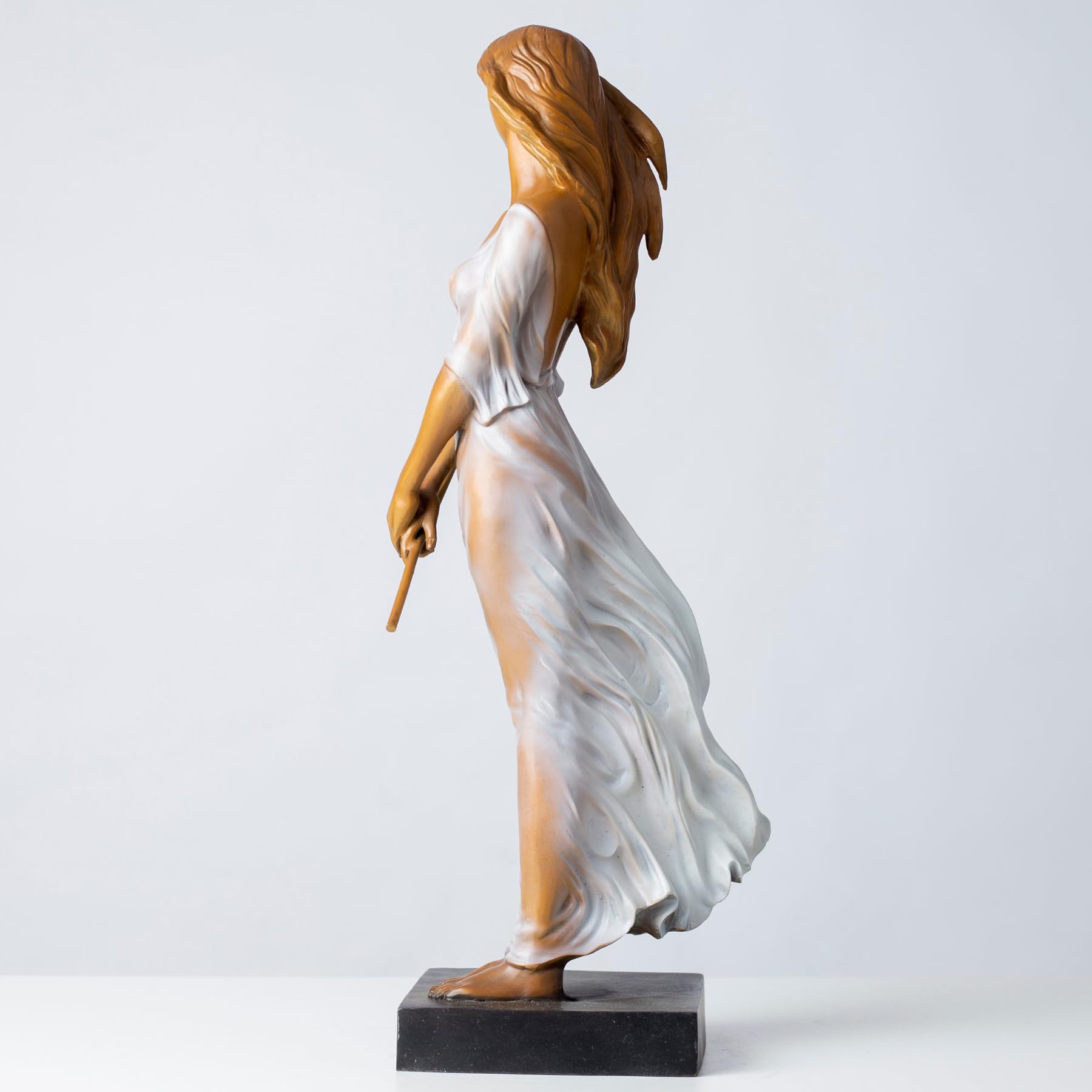 Luo Li Rong silk dancer bronze statue white dress three quarter angle view