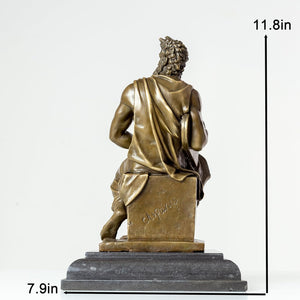 Moses bronze statue side view with size dimensions 7.9 x 11.8 inches shown