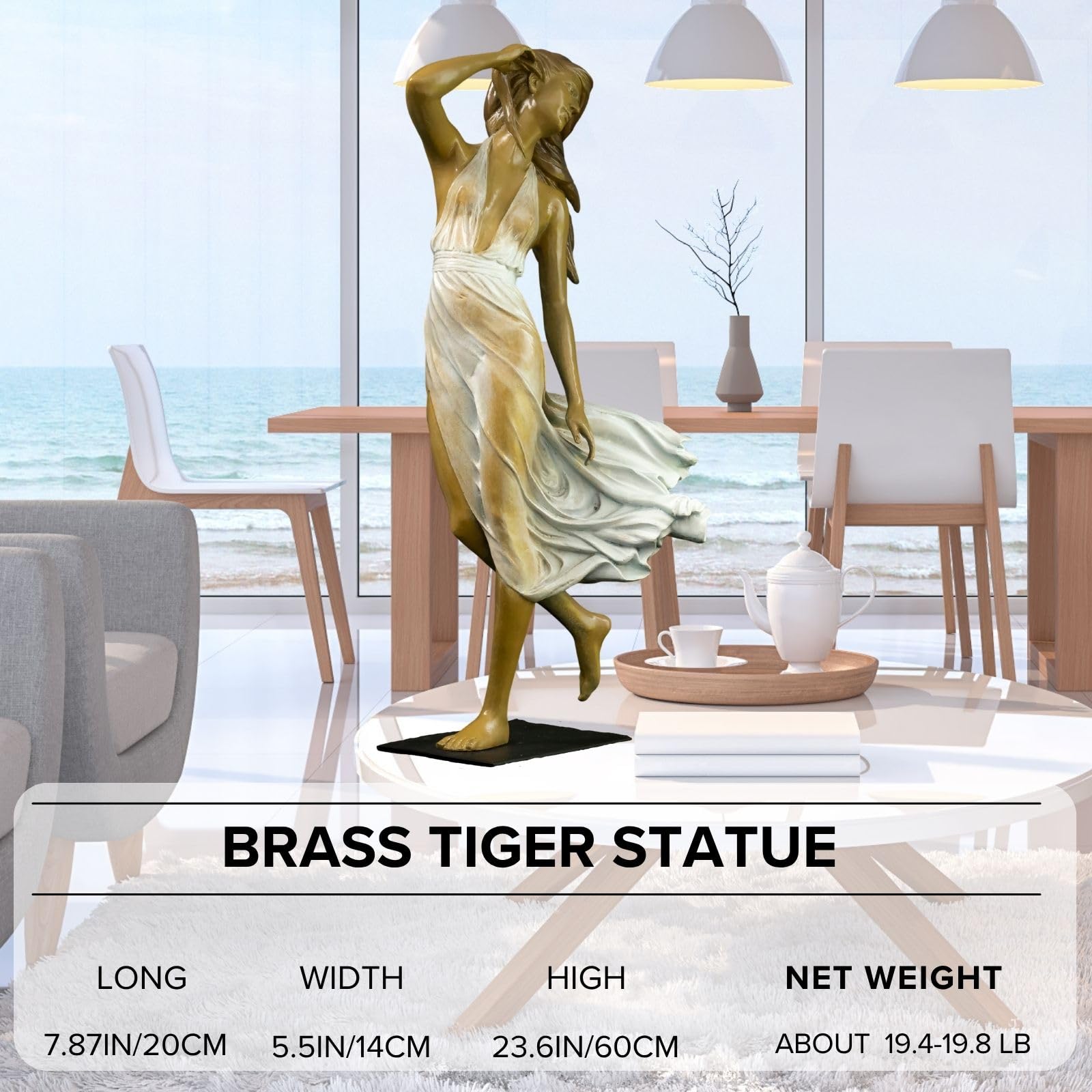 Neoclassical bronze wind dancer size specifications weight chart all variants