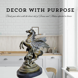 Perseus Pegasus mythological bronze sculpture displayed as purposeful luxury home décor