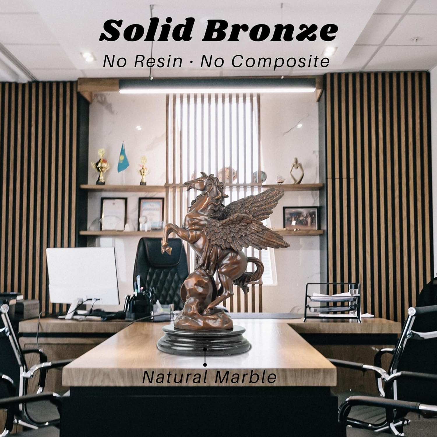 Solid bronze detail of Perseus Pegasus Medusa sculpture showing 100% bronze craftsmanship