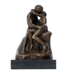 Rodin The Kiss bronze statue front view showing height and width dimension measurements