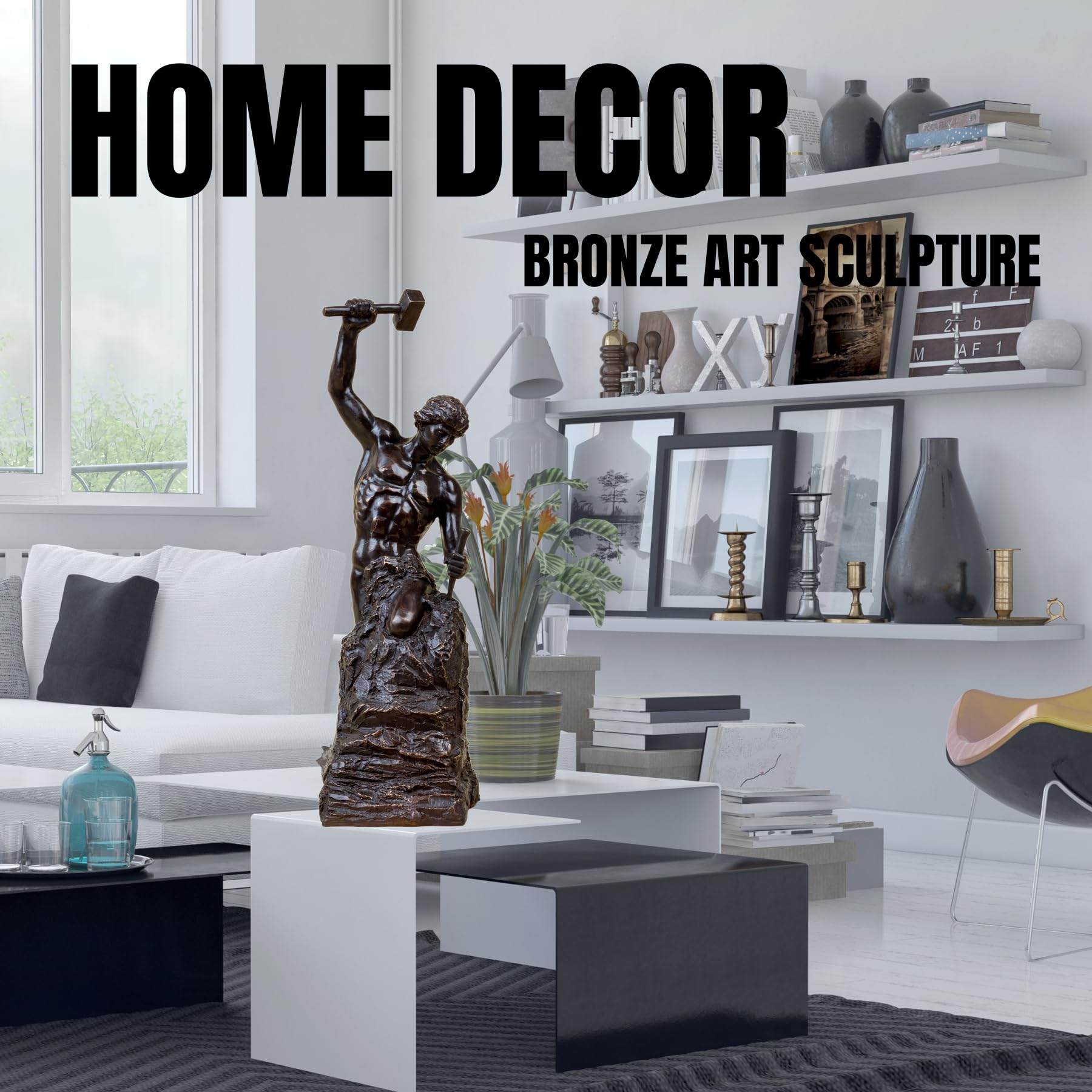 Self-Made Man bronze abstract male figurine as elegant home décor statement piece