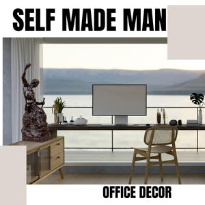 Self-Made Man bronze motivational statue as luxury office décor for executives