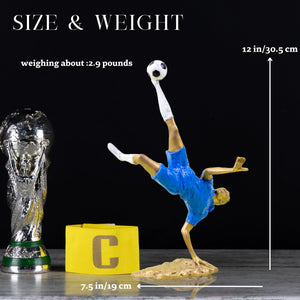 Gold soccer player bicycle kick statue size and weight chart 2.9lbs specifications
