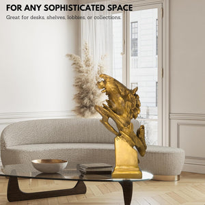 Sophisticated office desk decor featuring a golden tiger head bronze statue centerpiece