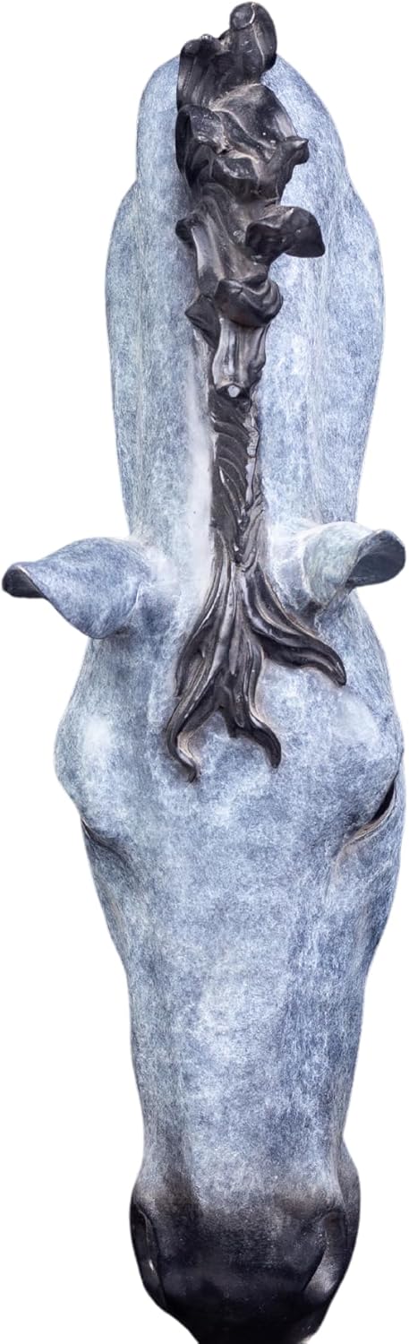 Still Water horse head bronze sculpture frost patina top-down view showing curved neck and mane