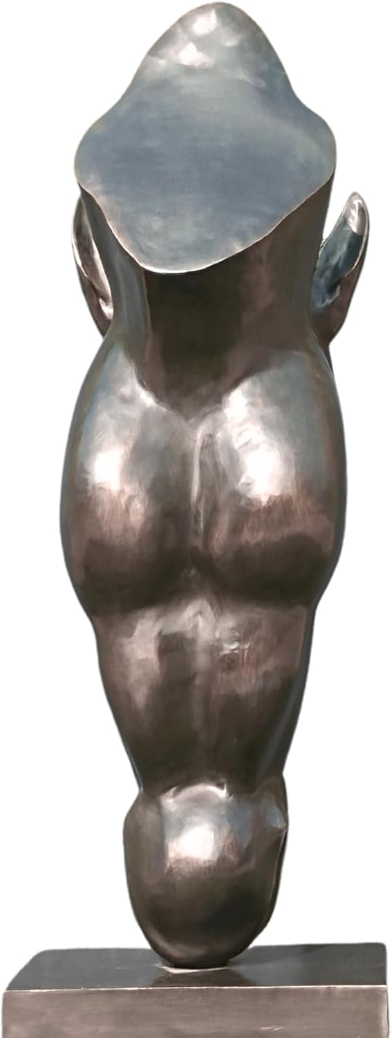 Monumental Still Water horse head bronze sculpture right side view displaying full silver bronze profile