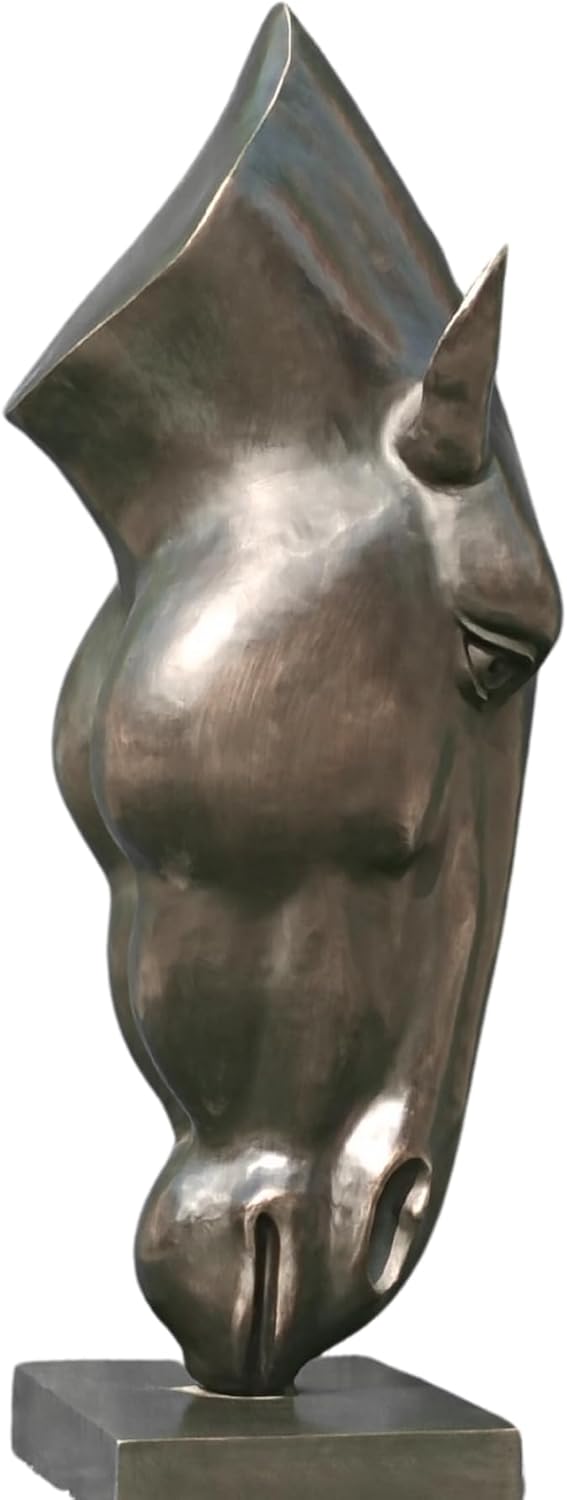 Monumental Still Water horse head bronze sculpture right three-quarter angle view on white background