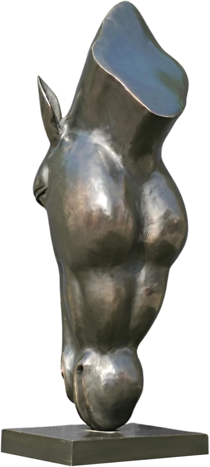 Monumental Still Water horse head bronze sculpture top-down view showing curved neck and head detail