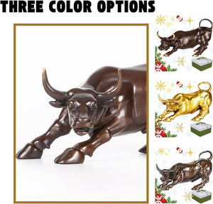 Front close-up of the classic brown brass Wall Street bull face.