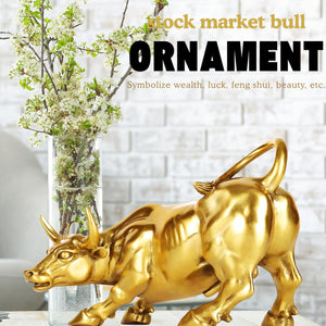 Close-up of lost-wax casting details on gold brass bull.