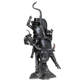 Front view of 17.7 inch Western bull rider bronze statue with vintage black patina finish