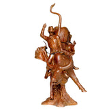 Front view of 17.7 inch cowboy bull rider bronze statue in rich red-brown finish