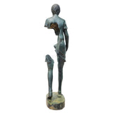 37cm Bronze Abstract Statue Bronze Woman With Volleyball Sculpture Antique Art Crafts For Home Decor Ornament Collection Gifts