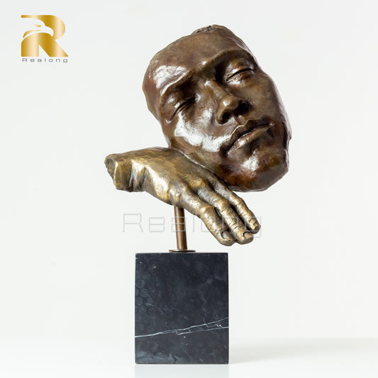 Bronze Keep Silent Thinker Sculpture Abstract Silence is Golden Bronze Statue Model Face and Hand Bust Statues For Home Decor