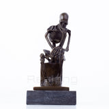 Skeleton Thinker Bronze Statue Bronze Thinking skeleton Sculptures Abstract Bronze Casting Art Crafts For Home Decor Ornament