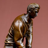 Bronze Golf Man Statue Bronze Golfer Sculpture Office Golf Decor Ornament Bronze Art Crafts Gifts