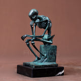 Skeleton Thinker Bronze Statue Bronze Thinking Skeleton Sculptures Abstract Bronze Casting Art Crafts For Home Decor Ornament