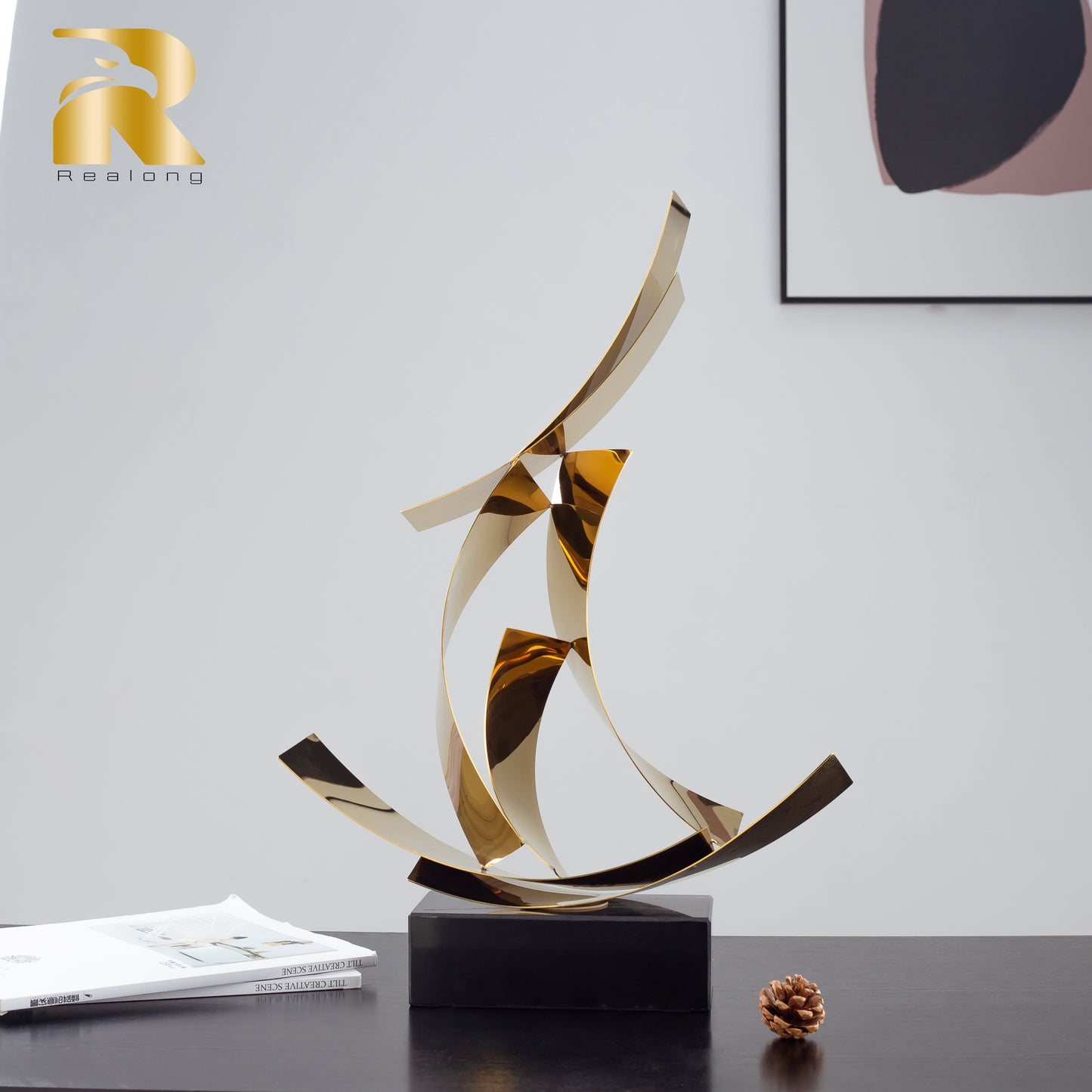 Nordic Home decor Metal Sculpture Abstract Geometric Statue Metal Statue Modern Art Postmodern Home Decoration Accessories Gift