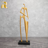 Realong Abstract Metal Statue,22' Iron Sculpture Mordern Style Art Crafts for Home Office Hotel Decor and Gift (Golden)