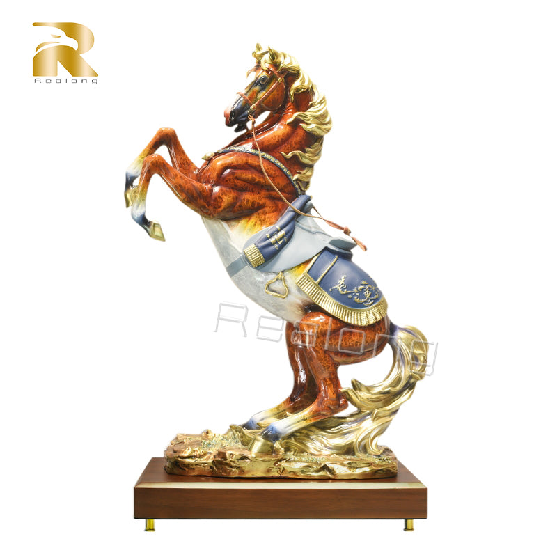 Bronze Horse Statue Casting Horse Bronze Statue Sculpture Animals Art Figurine For Home Decoration Gifts Collection Ornaments(Red)