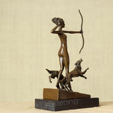 Bronze Hunting Goddess Sculpture Bronze Hunting Goddess Statue Mythology Art Crafts For Home Decor Gifts Ornament Craft