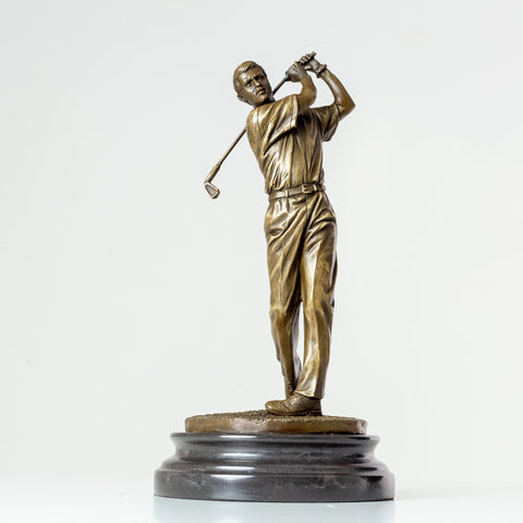 Bronze Golf Man Statue Bronze Golfer Sculpture Office Golf Decor Ornament Bronze Art Crafts Gifts