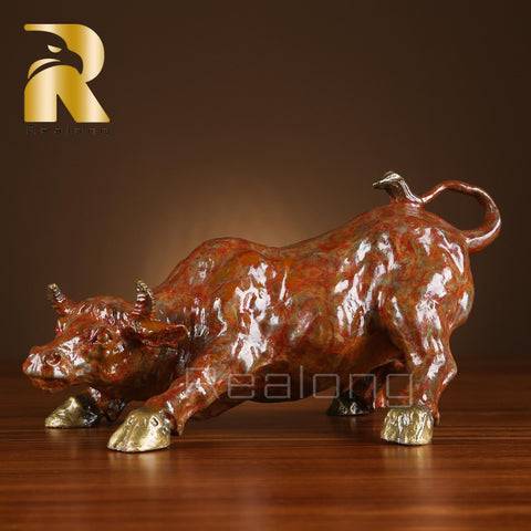 Wall Street Bull Statue Bronze Sculpture Charging Bull Statue 30cm Bronze Bull Statue Fengshui Sculpture Home Decor