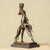 32cm Bronze Goddess of The Hunt Diana Statue Sculpture Handmade Mythology Art Crafts Bronze Statue For Home Decor Ornaments