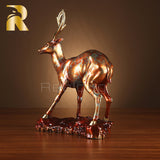 Deer Statue Art Sculpture 45cm Animal Figurine 100% Bronze Sculpture Statue Handmade Decorative Beautiful Gift Home Office Decor